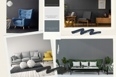 Blue and White Textured Interior Design Mood Board Photo Collage
